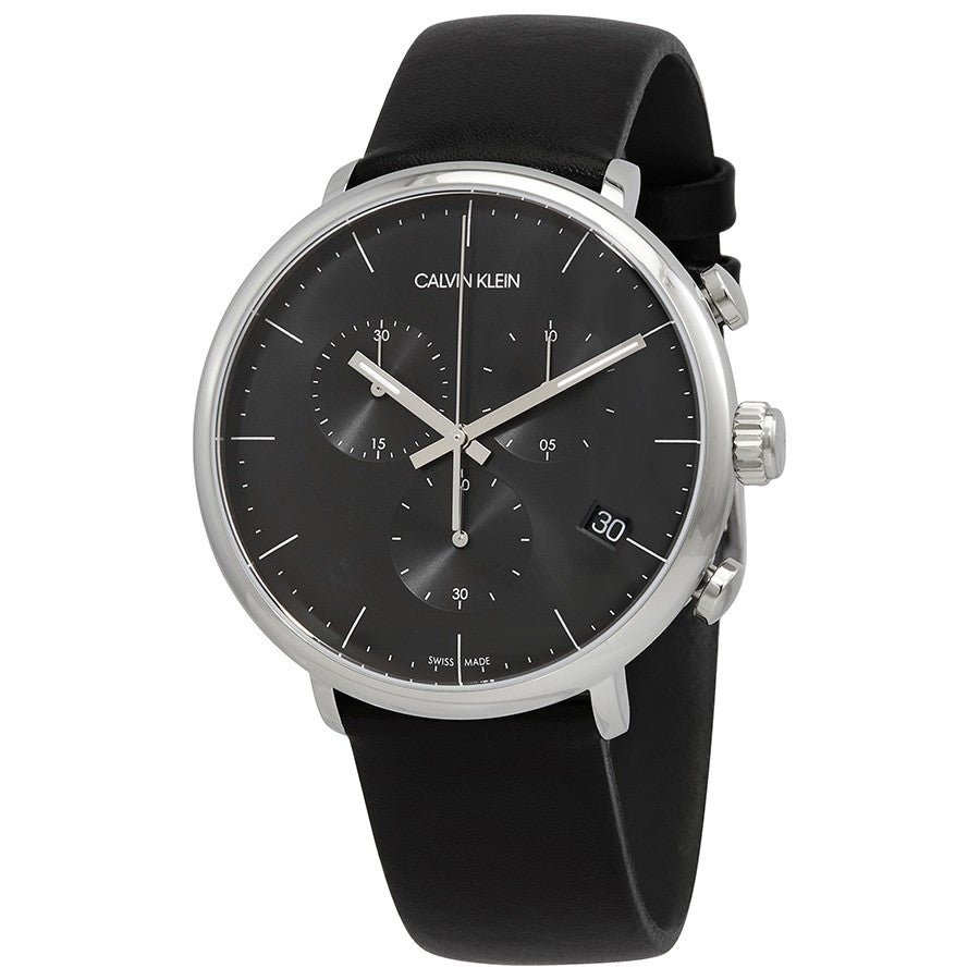 Calvin Klein High Noon Chronograph Black Dial Black Leather Strap Watch for Men - K8M271C1 Buy Now By Calvin Klein