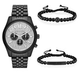 Michael Kors Lexington Chronograph Crystals Silver Dial Black Steel Strap Watch for Men - MK8605 Buy Now By Michael Kors
