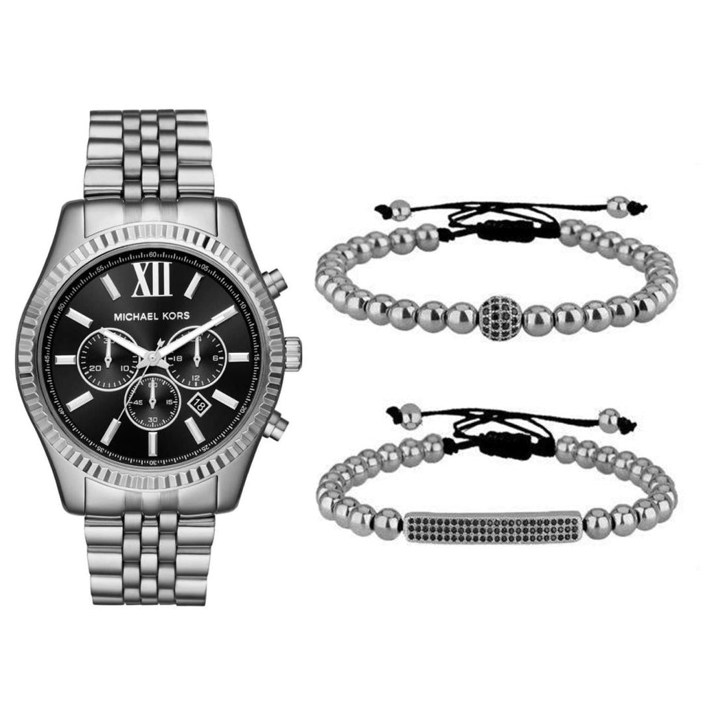 Michael Kors Lexington Chronograph Black Dial Black Steel Strap Watch For Men - MK8602 Buy Now By Michael Kors