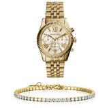 Michael Kors Lexington Chronograph Gold Dial Gold Steel Strap Watch for Women - MK5556 Buy Now By Michael Kors