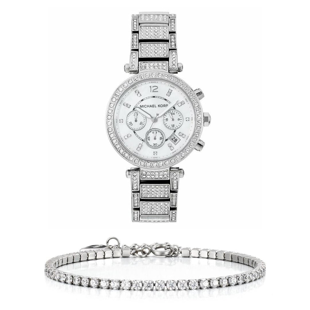 Michael Kors Parker Mother of Pearl Dial Diamonds Silver Steel Strap Watch for Women - MK5572 Buy Now By Michael Kors
