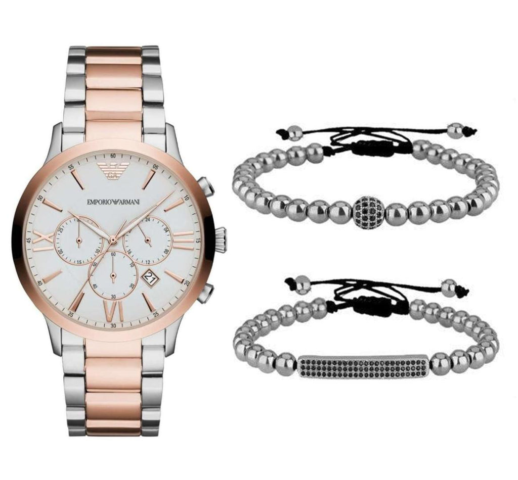 Emporio Armani Giovanni Chronograph Quartz White Dial Two Tone Steel Strap Watch For Men - AR11209 Buy Now By Emporio Armani