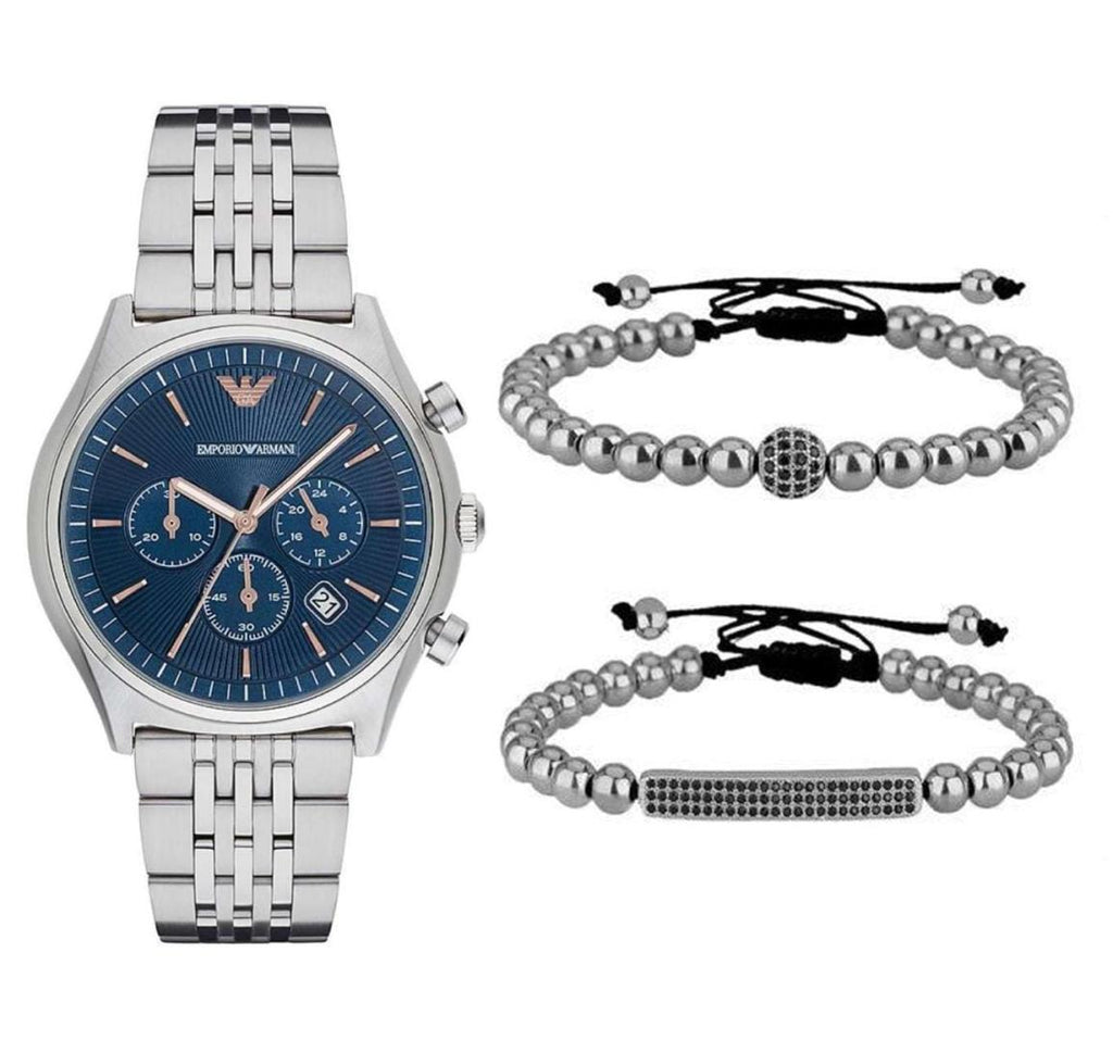 Emporio Armani Luigi Chronograph Quartz Blue Dial Silver Steel Strap Watch For Men - AR1974 Buy Now By Emporio Armani