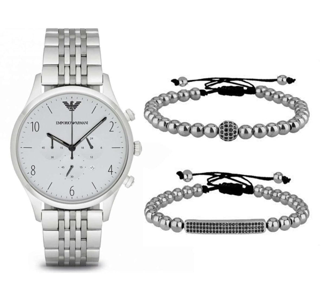 Emporio Armani Classic Chronograph Silver Dial Silver Steel Strap Watch For Men - AR1879 Buy Now By Emporio Armani