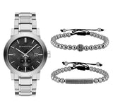 Burberry The City Black Dial Silver Steel Strap Watch for Men - BU9901 Buy Now By Burberry