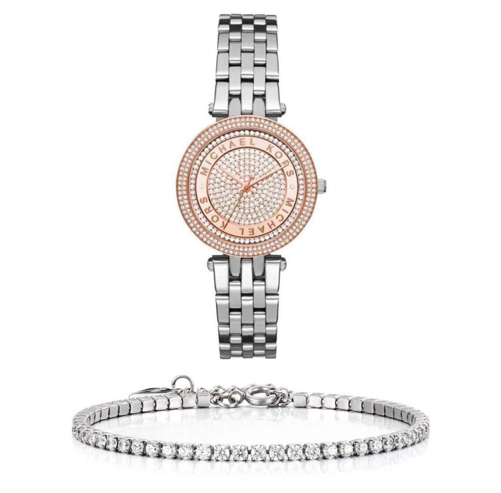Michael Kors Darci Rose Gold Dial Silver Steel Strap Watch for Women - MK3446 Buy Now By Michael Kors