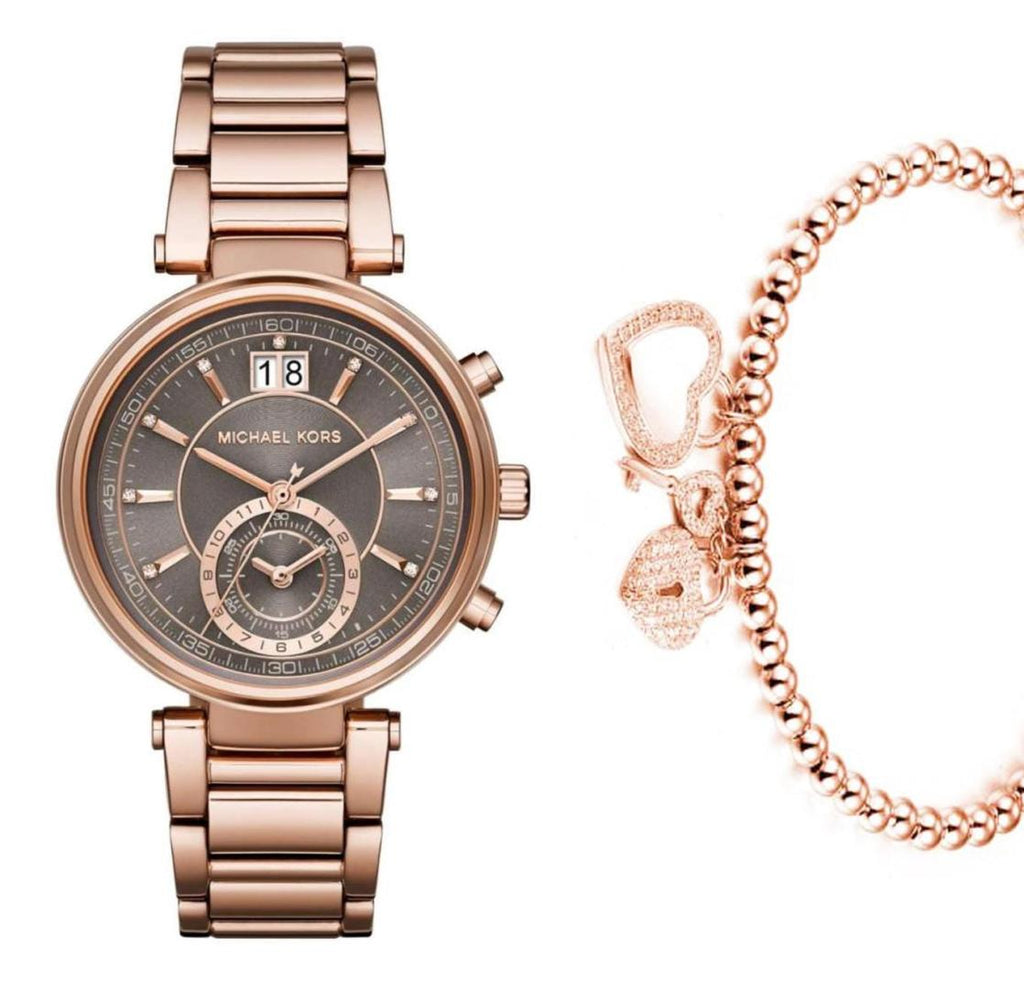 Michael Kors Sawyer Rose Gold Dial Rose Gold Steel Strap Watch for Women - MK6226 Buy Now By Michael Kors