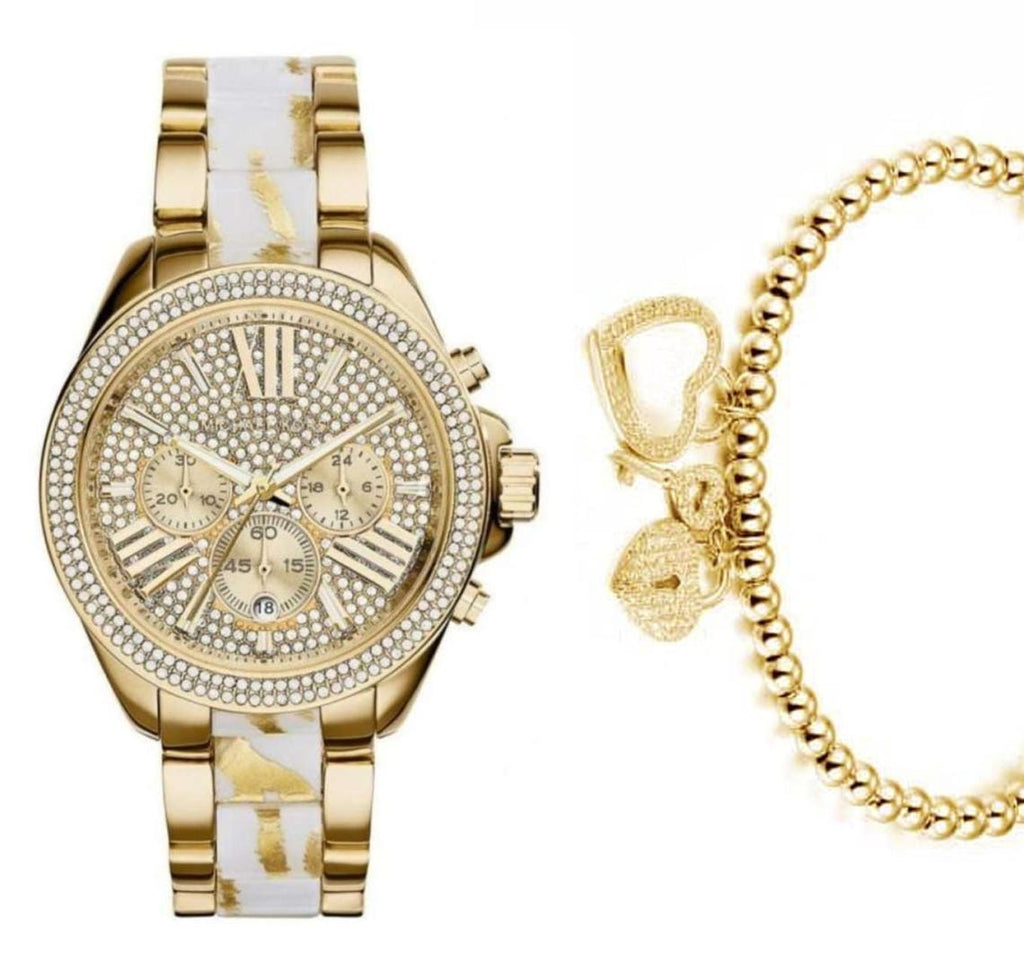 Michael Kors Wren Diamonds Gold Dial Two Tone Steel Strap Watch for Women - MK6157 Buy Now By Michael Kors