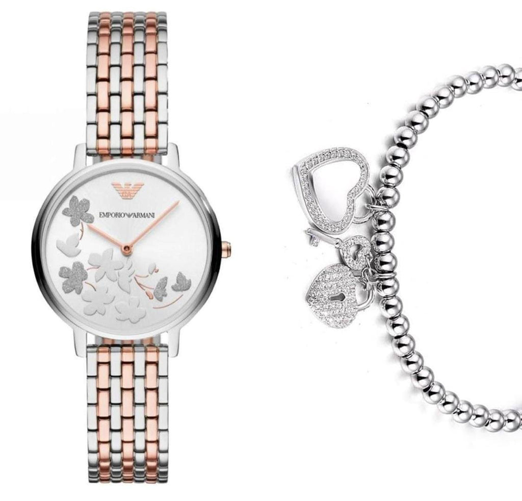 Emporio Armani Silver Sunray Dial Two Tone Steel Strap Watch For Women - AR11113 Buy Now By Emporio Armani