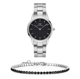 Daniel Wellington Iconic Link Black Dial Silver Steel Strap Watch For Women - DW00100208 Buy Now By Daniel Wellington