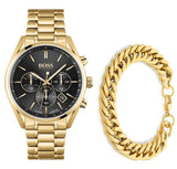 Hugo Boss Champion Black Dial Gold Steel Strap Watch for Men - 1513848 Buy Now By Hugo Boss