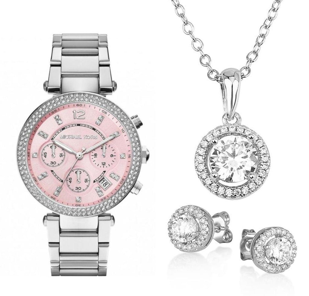 Michael Kors Parker Chronograph Pink Dial Silver Steel Strap Watch For Women - MK6105 Buy Now By Michael Kors