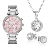 Michael Kors Parker Chronograph Pink Dial Silver Steel Strap Watch For Women - MK6105 Buy Now By Michael Kors
