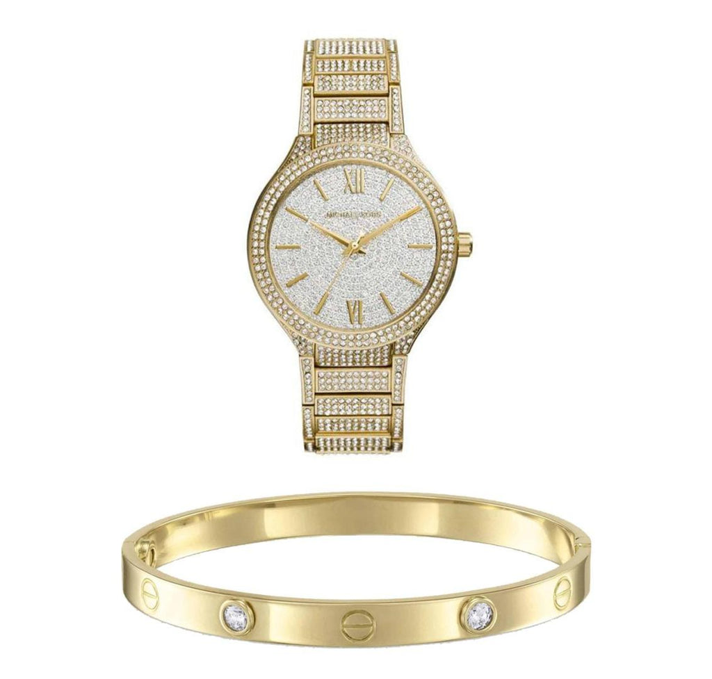 Michael Kors Kerry Crystals Gold Dial Gold Steel Strap Watch For Women - MK3360 Buy Now By Michael Kors