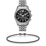 Michael Kors Lexington Chronograph Black Dial Black Steel Strap Watch For Men - MK8602 Buy Now By Michael Kors