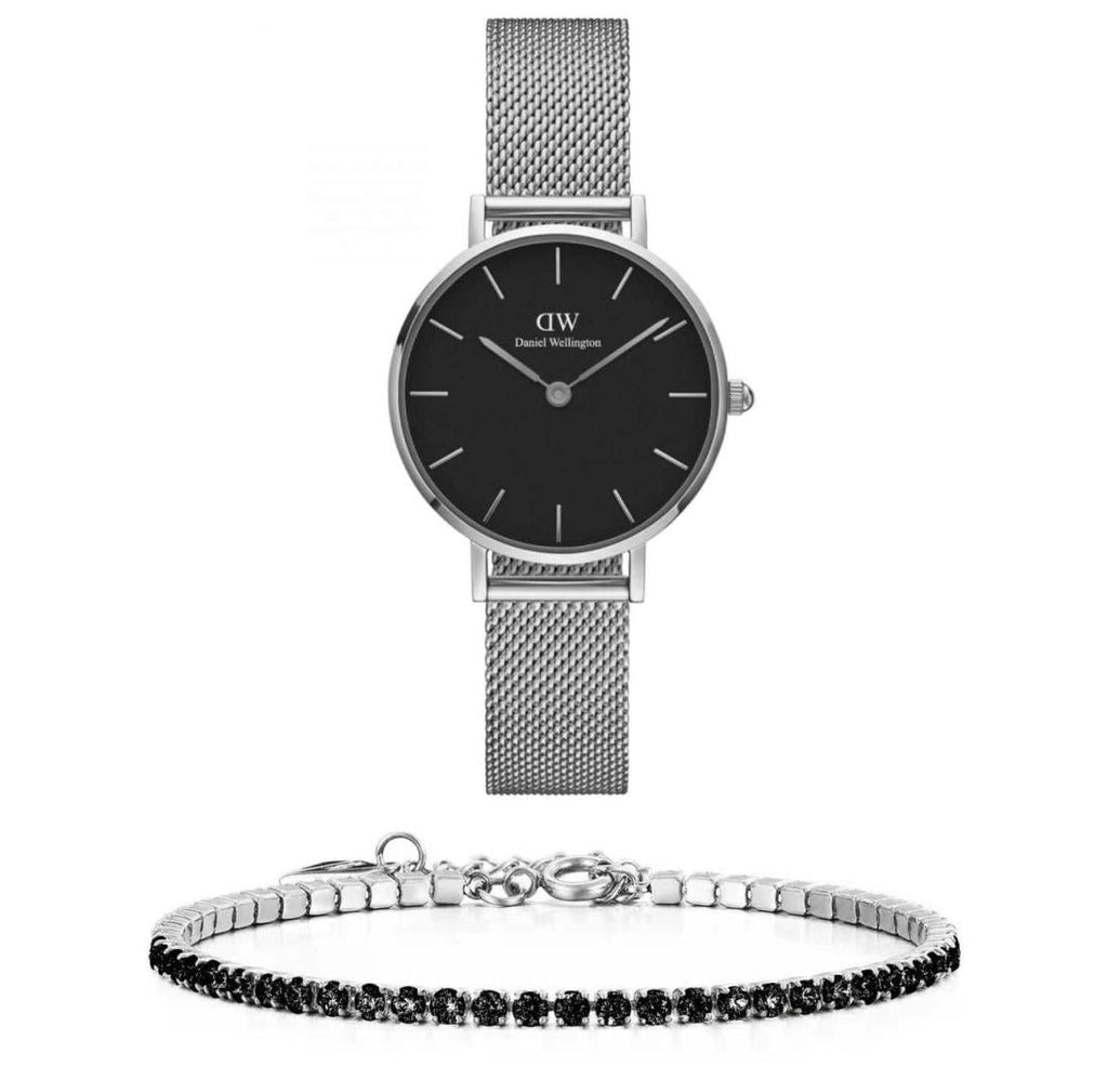 Daniel Wellington Classic Petite Sterling Black Dial Silver Mesh Bracelet Watch For Women - DW00100162 Buy Now By Daniel Wellington
