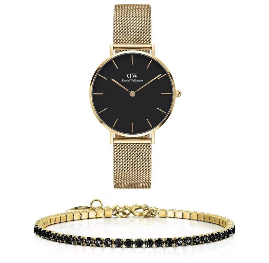 Daniel Wellington Classic Petite Black Dial Gold Mesh Bracelet Watch For Women - DW00100347 Buy Now By Daniel Wellington