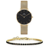 Daniel Wellington Classic Petite Black Dial Gold Mesh Bracelet Watch For Women - DW00100347 Buy Now By Daniel Wellington