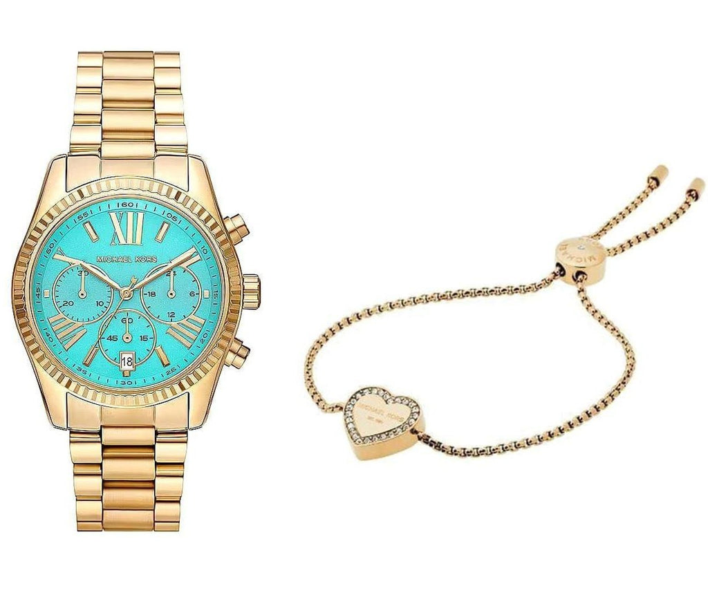 Michael Kors Lexington Chronograph Blue Dial Gold Steel Strap Watch For Women - MK7216 Buy Now By Michael Kors