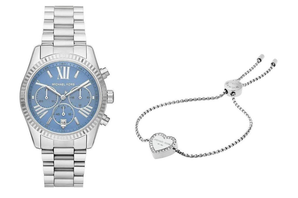 Michael Kors Lexington Chronograph Blue Dial Silver Steel Strap Watch For Women - MK7215 Buy Now By Michael Kors