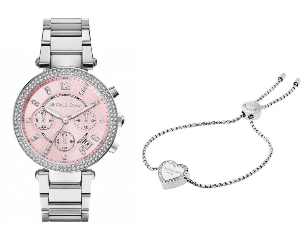Michael Kors Parker Chronograph Pink Dial Silver Steel Strap Watch For Women - MK6105 Buy Now By Michael Kors