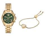 Michael Kors Bradshaw Chronograph Green Dial Gold Steel Strap Watch For Women - MK7257 Buy Now By Michael Kors