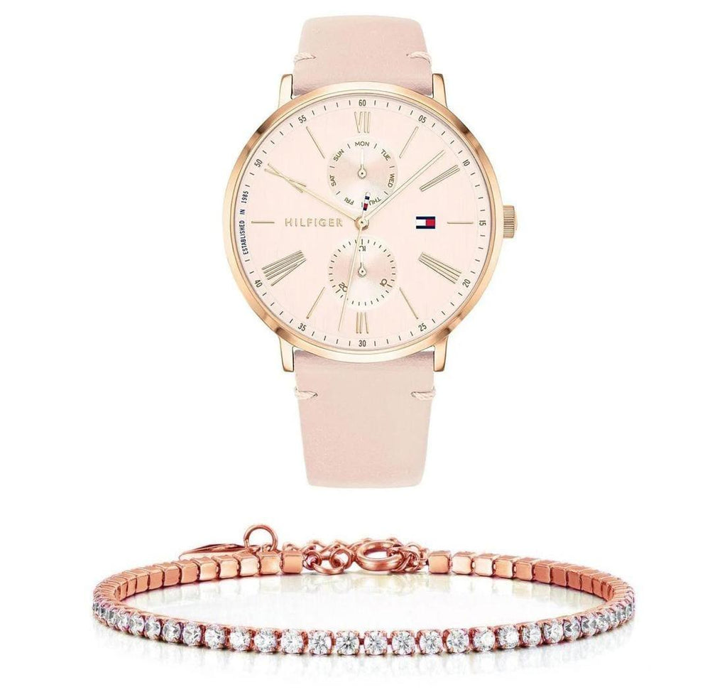 Tommy Hilfiger Jenna Analog Pink Dial Pink Leather Strap Watch for Women - 1782071 Buy Now By Tommy Hilfiger
