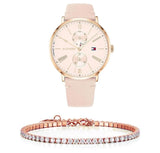 Tommy Hilfiger Jenna Analog Pink Dial Pink Leather Strap Watch for Women - 1782071 Buy Now By Tommy Hilfiger
