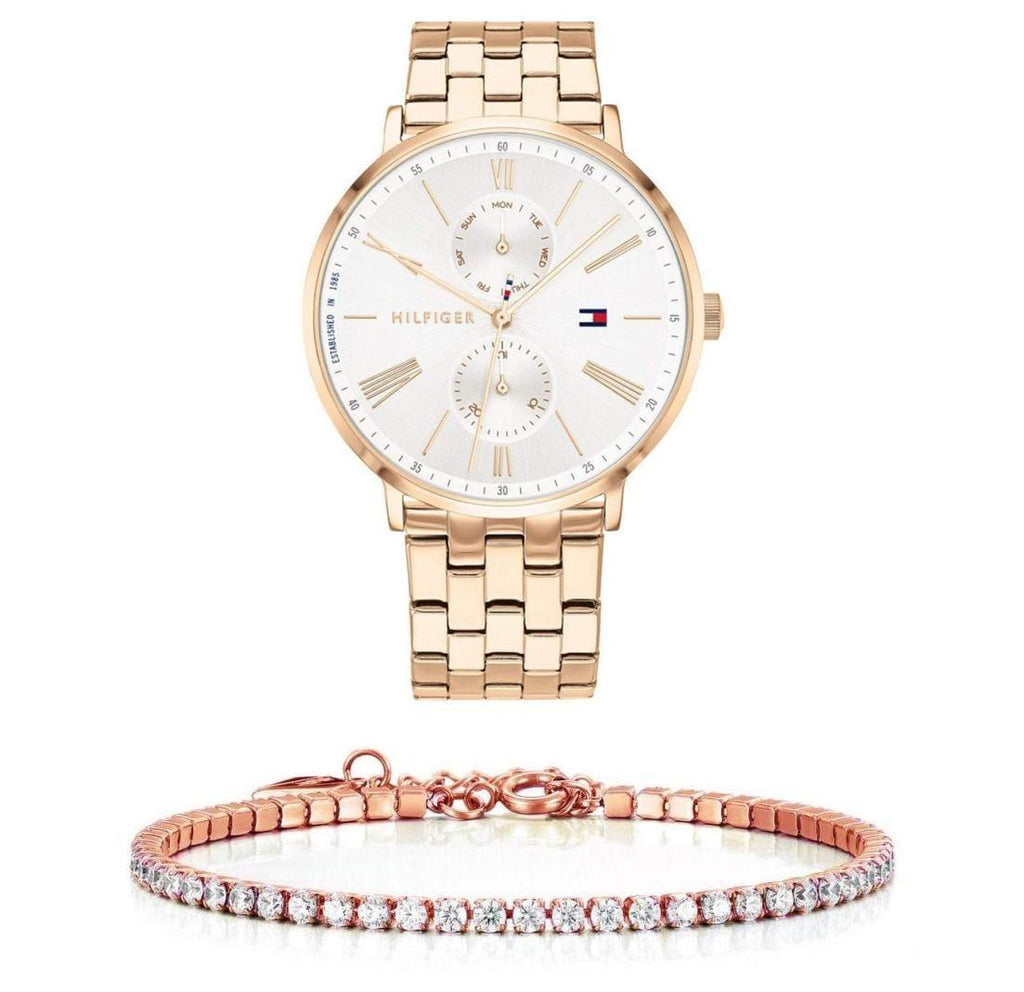 Tommy Hilfiger Jenna Quartz White Dial Rose Gold Steel Strap Watch for Women - 1782070 Buy Now By Tommy Hilfiger