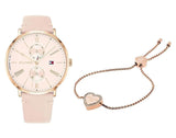 Tommy Hilfiger Jenna Analog Pink Dial Pink Leather Strap Watch for Women - 1782071 Buy Now By Tommy Hilfiger