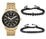 Michael Kors Cunningham Multifunction Black Dial Gold Steel Strap Watch For Men - MK7154 Buy Now By Michael Kors