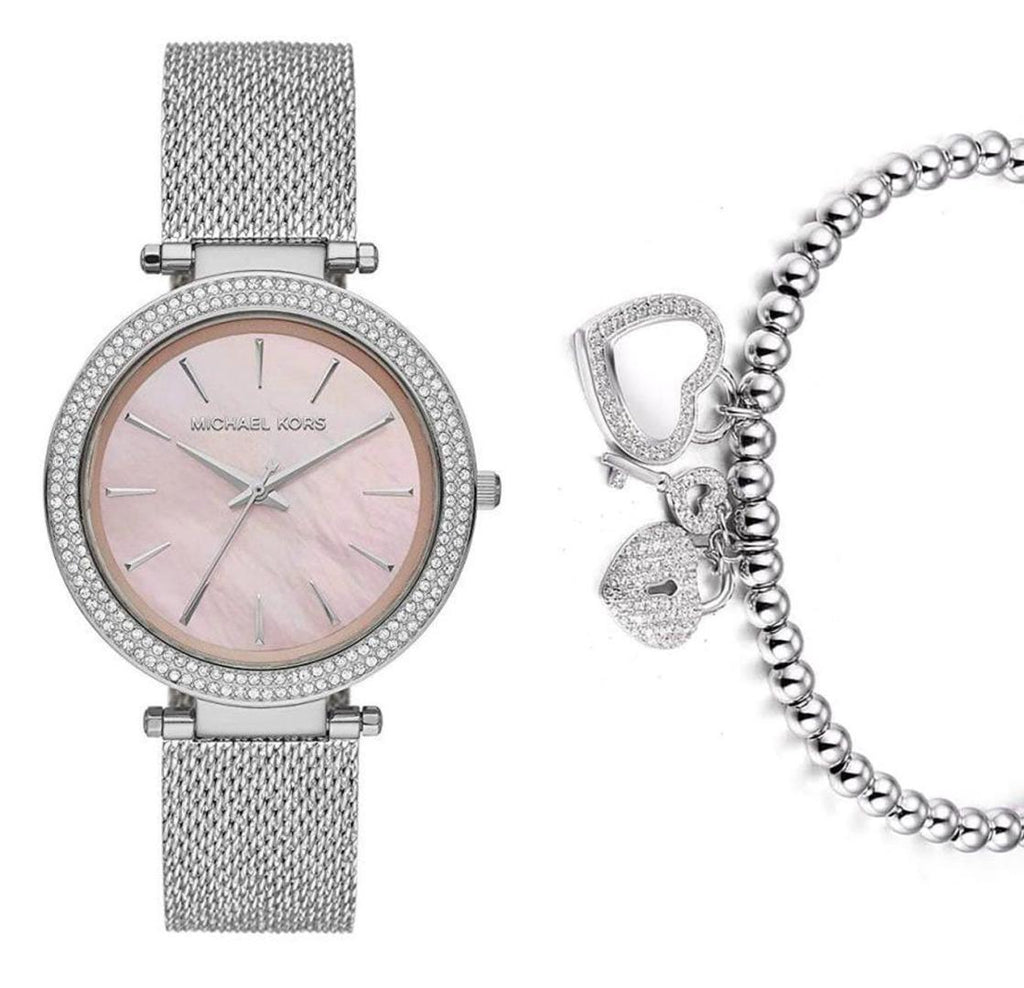 Michael Kors Darci Analog Pink Dial Silver Mesh Bracelet Watch For Women - MK4518 Buy Now By Michael Kors