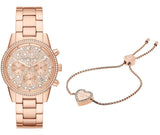 Michael Kors Ritz Chronograph Rose Gold Dial Rose Gold Steel Strap Watch For Women - MK7302 Buy Now By Michael Kors