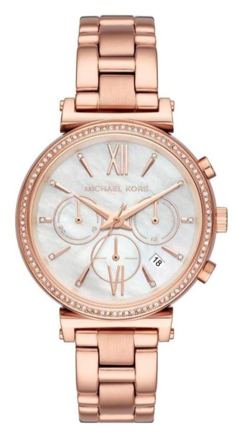 Michael Kors Sofie Chronograph Mother of Pearl White Dial Rose Gold Steel Strap Watch For Women - MK6576 Buy Now By Michael Kors