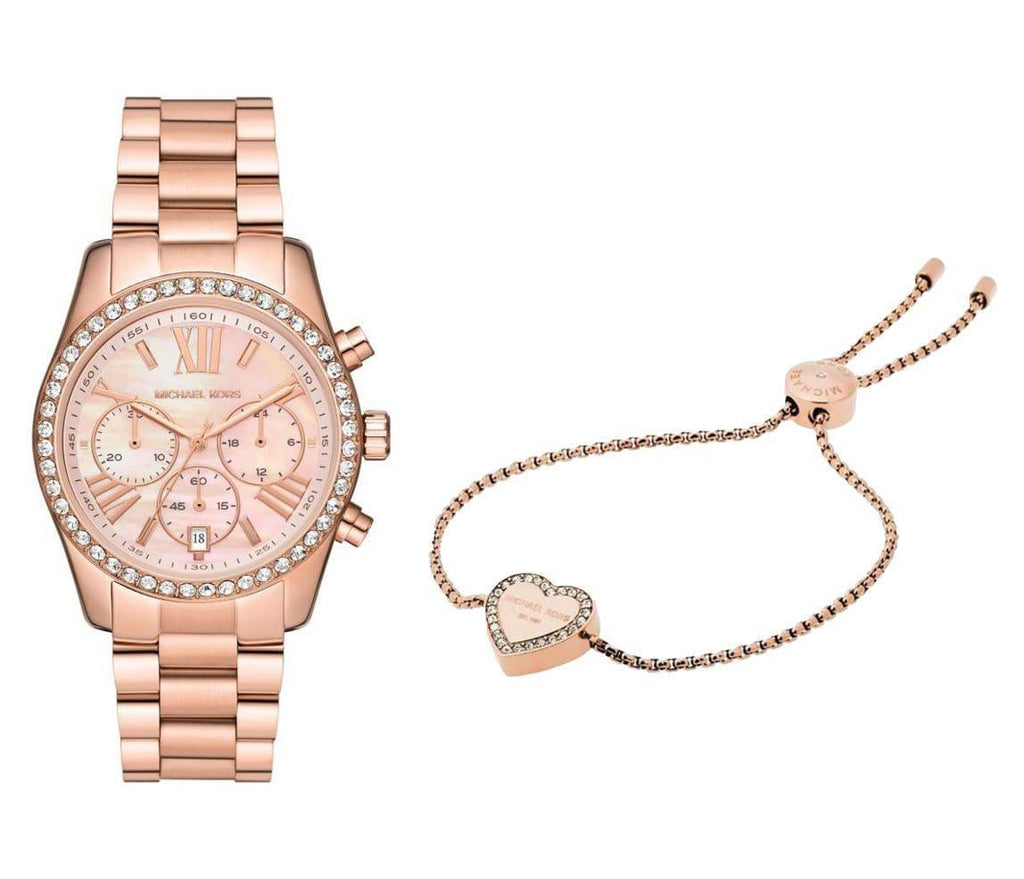 Michael Kors Lexington Chronograph Rose Gold Dial Rose Gold Steel Strap Watch for Women - MK7242 Buy Now By Michael Kors
