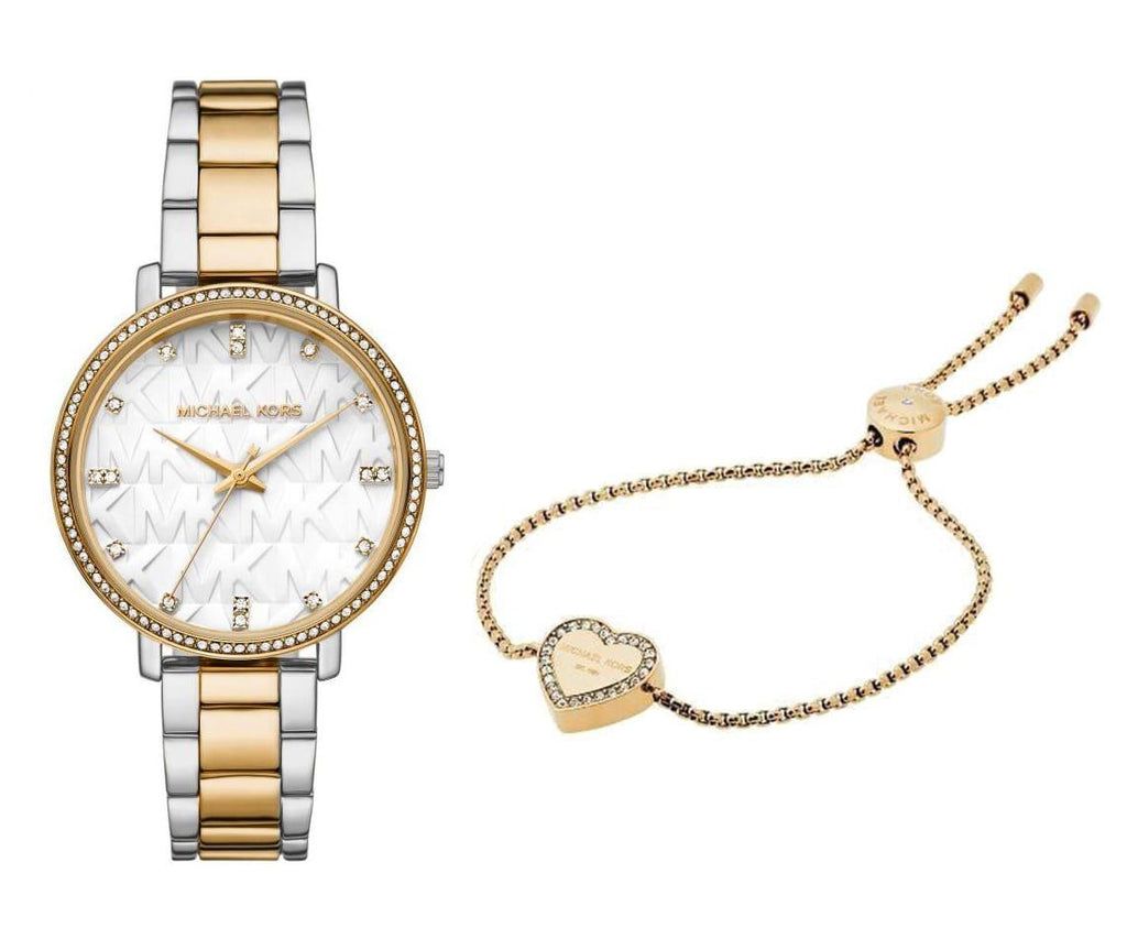 Michael Kors Pyper Three Hand White Dial Two Tone Steel Strap Watch For Women - MK4595 Buy Now By Michael Kors