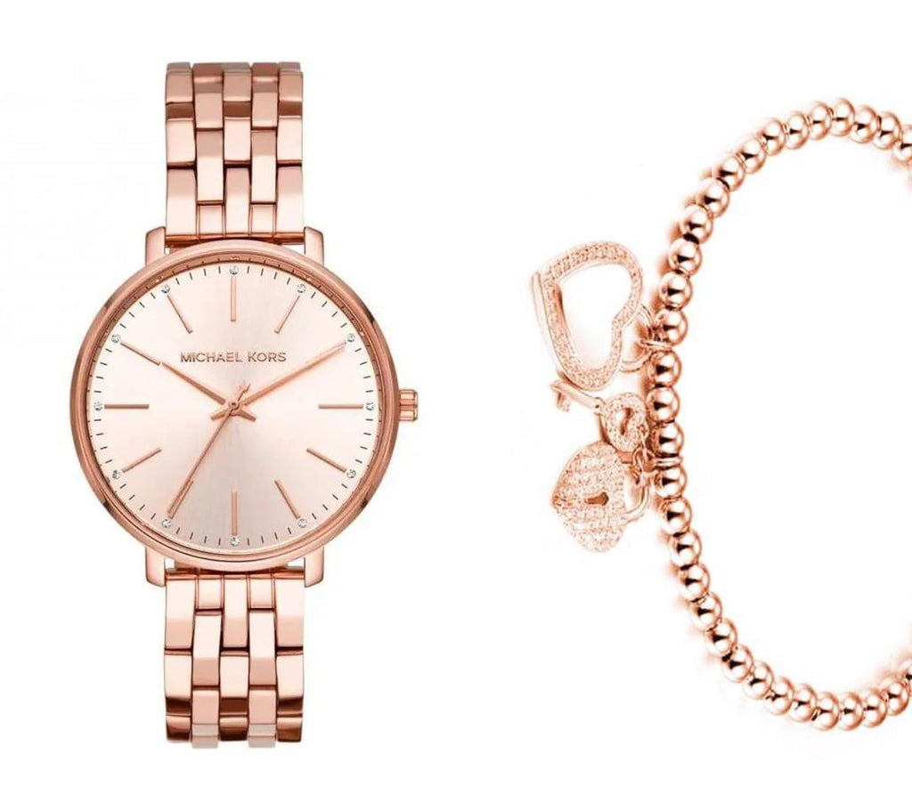 Michael Kors Pyper Three-Hand Rose Gold Dial Rose Gold Steel Strap Watch For Women - MK3897 Buy Now By Michael Kors