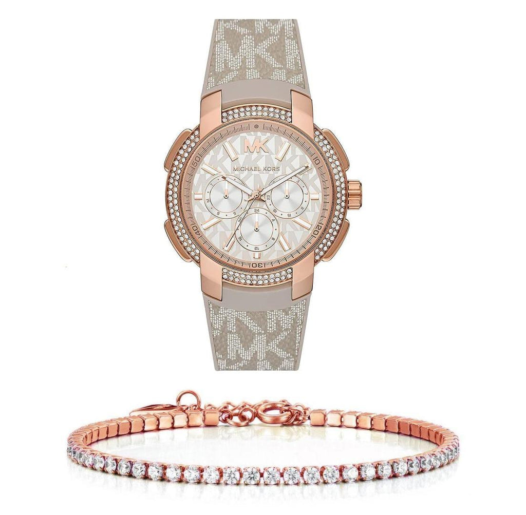 Michael Kors Sidney Chronograph White Dial Beige Leather Strap Watch For Women - MK6949 Buy Now By Michael Kors