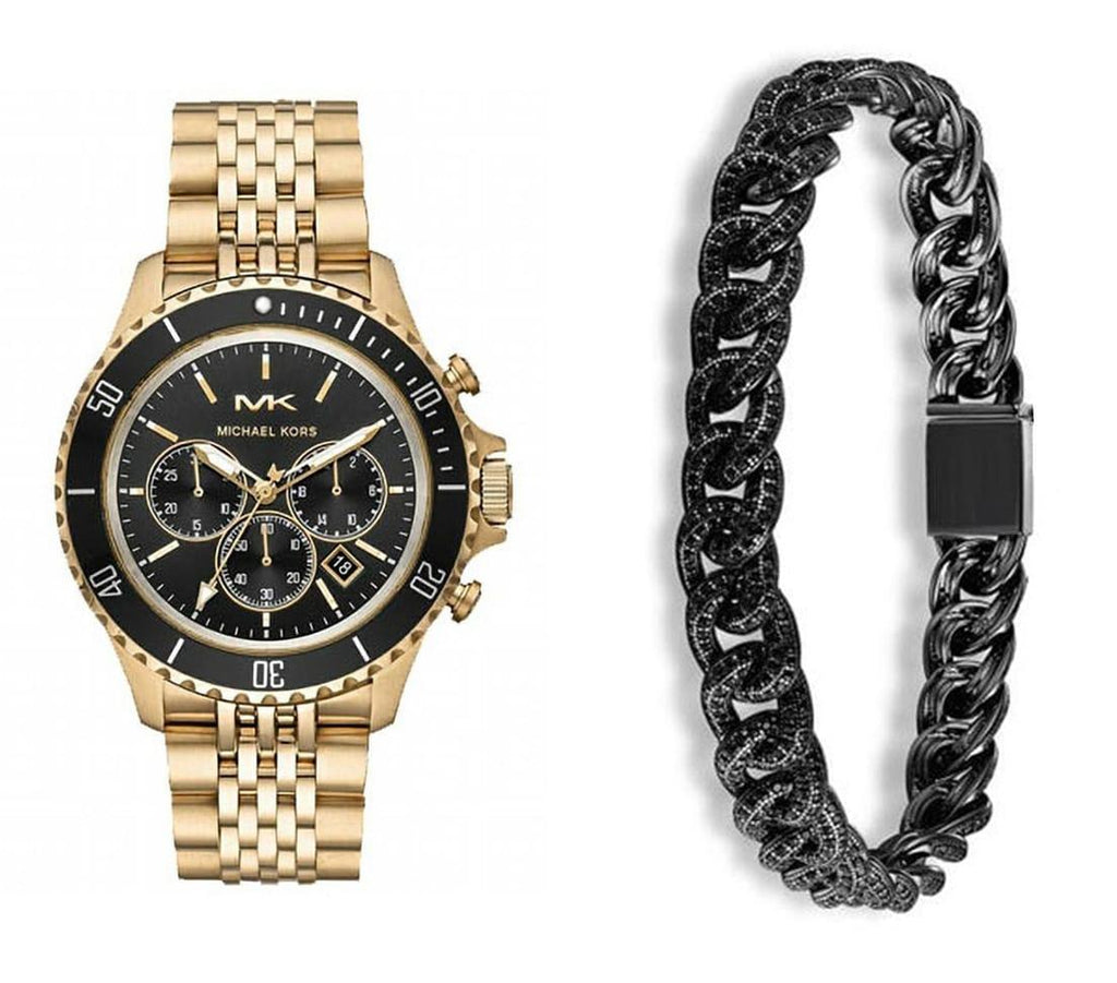 Michael Kors Bayville Chronograph Black Dial Gold Steel Strap Watch For Men - MK8726 Buy Now By Michael Kors
