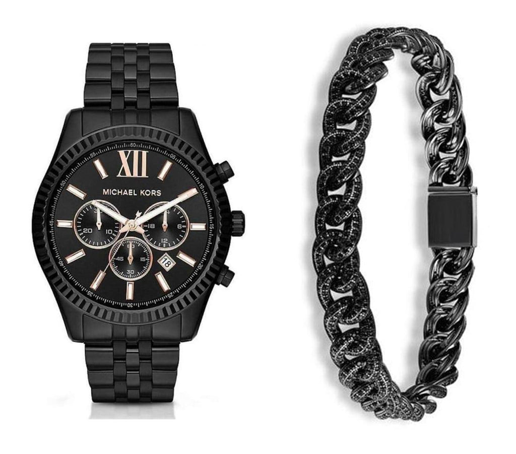 Michael Kors Lexington Chronograph Black Dial Black Steel Strap Watch For Men - MK8467 Buy Now By Michael Kors