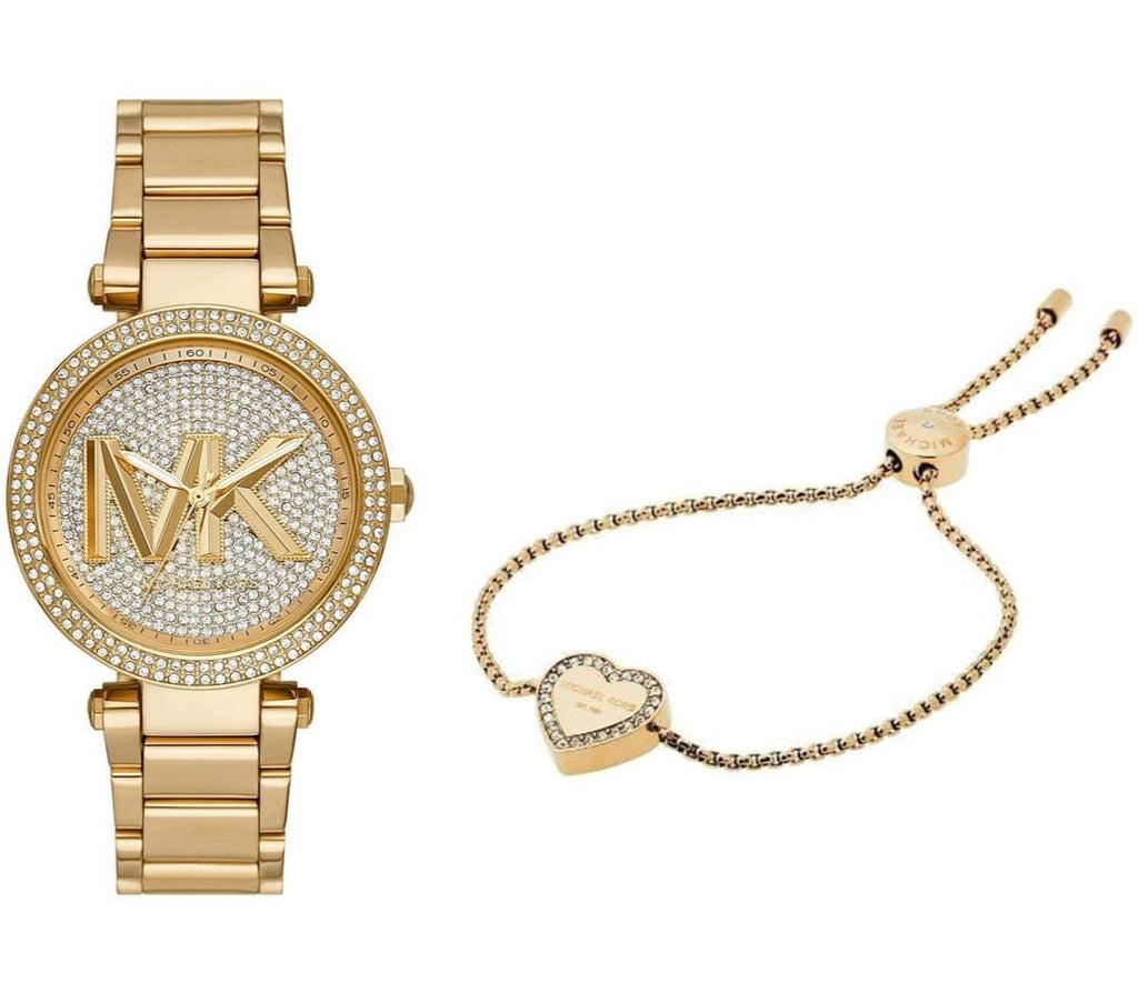 Michael Kors Parker Analog Crystals Gold Dial Gold Steel Strap Watch For Women - MK7283 Buy Now By Michael Kors