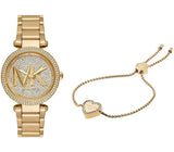 Michael Kors Parker Analog Crystals Gold Dial Gold Steel Strap Watch For Women - MK7283 Buy Now By Michael Kors