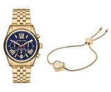 Michael Kors Lexington Chronograph Blue Dial Gold Steel Strap Watch For Women - MK6206 Buy Now By Michael Kors