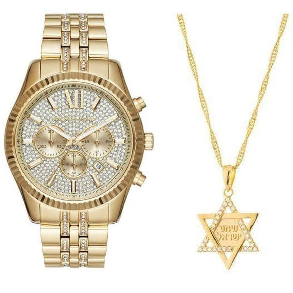 Michael Kors Lexington Chronograph Gold Dial Gold Steel Strap Watch For Men - MK8579 Buy Now By Michael Kors