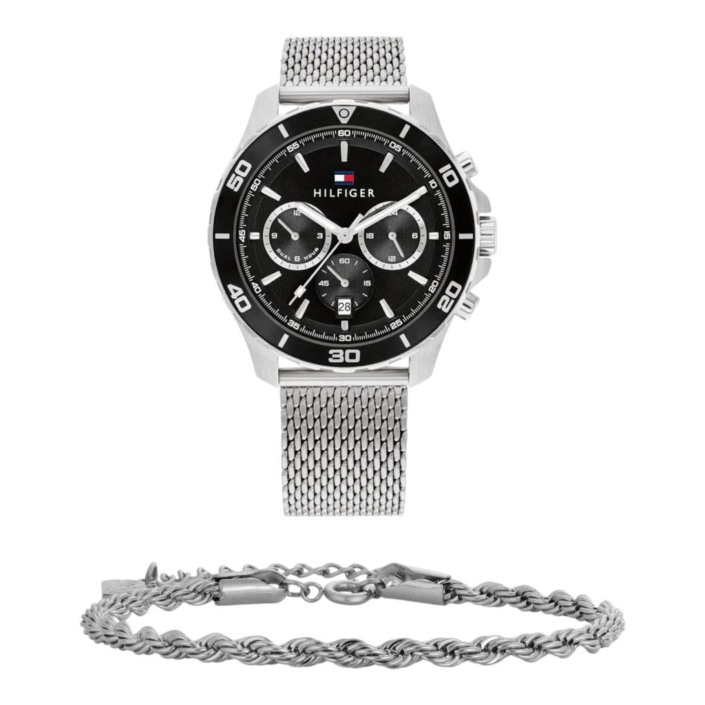 Tommy Hilfiger Jordan Chronograph Black Dial Silver Mesh Strap Watch For Men - 1792092 Buy Now By Tommy Hilfiger