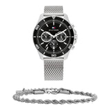 Tommy Hilfiger Jordan Chronograph Black Dial Silver Mesh Strap Watch For Men - 1792092 Buy Now By Tommy Hilfiger