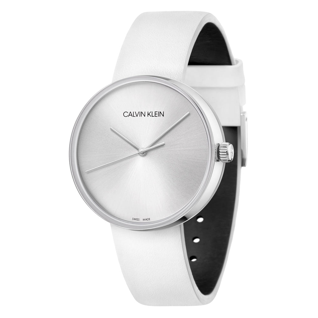 Calvin Klein Full Moon White Dial White Leather Strap Watch for Women - K8Y231L6 Buy Now By Calvin Klein