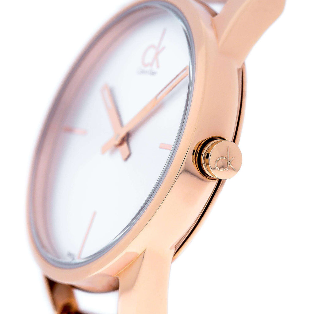 Calvin Klein Stately White Dial Rose Gold Steel Strap Watch for Women - K3G23626 Buy Now By Calvin Klein