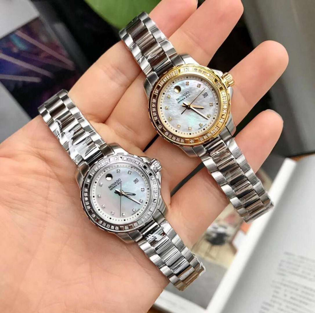 Movado Series 800 29mm Diamonds Mother of Pearl Dial Silver Steel Strap Watch For Women - 2600121 Buy Now By Movado