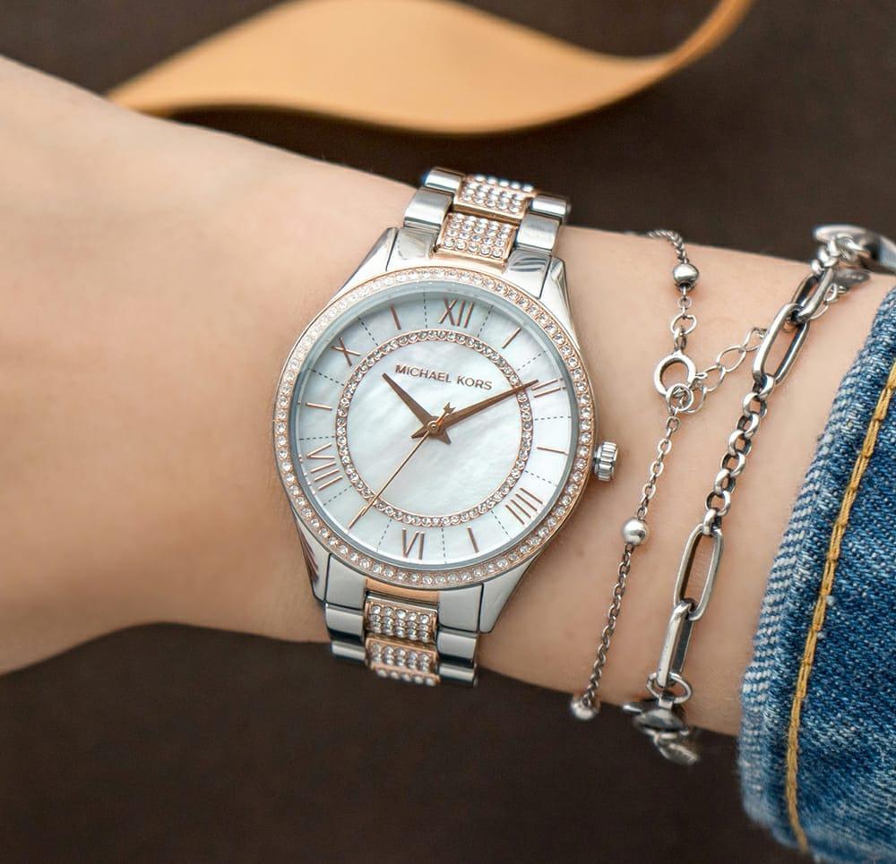 Michael Kors Lauryn Quartz Mother of Pearl White Dial Two Tone Steel Strap Watch For Women - MK4366 Buy Now By Michael Kors